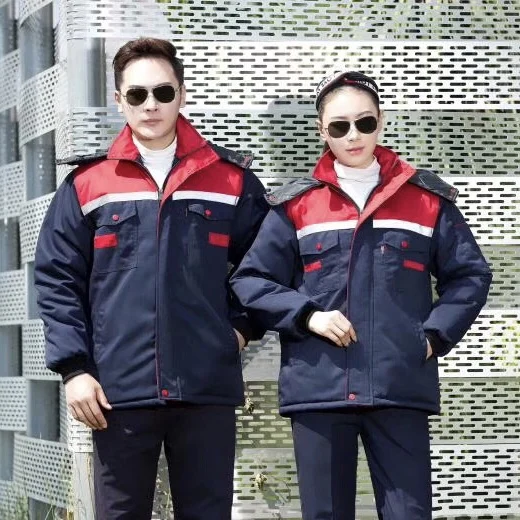 

Зимняя рабочая куртка Long Thiened с капюшоном, из смесовой хлопковой ткани, с отстегивающимся внутренним слоем, для рабочих на производстве