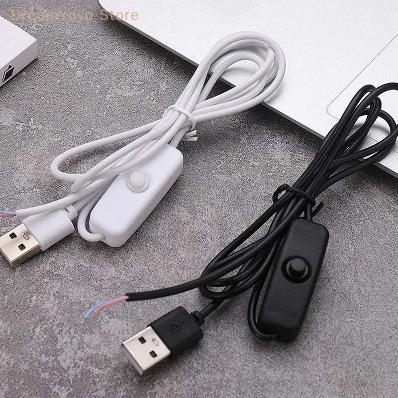 1Pc 5V Switch Power Supply Wire 1M/1.5M USB Male To 2 Core Connection Cable 501 Button ON OFF 2A For LED Strip Lamp Bulb Light