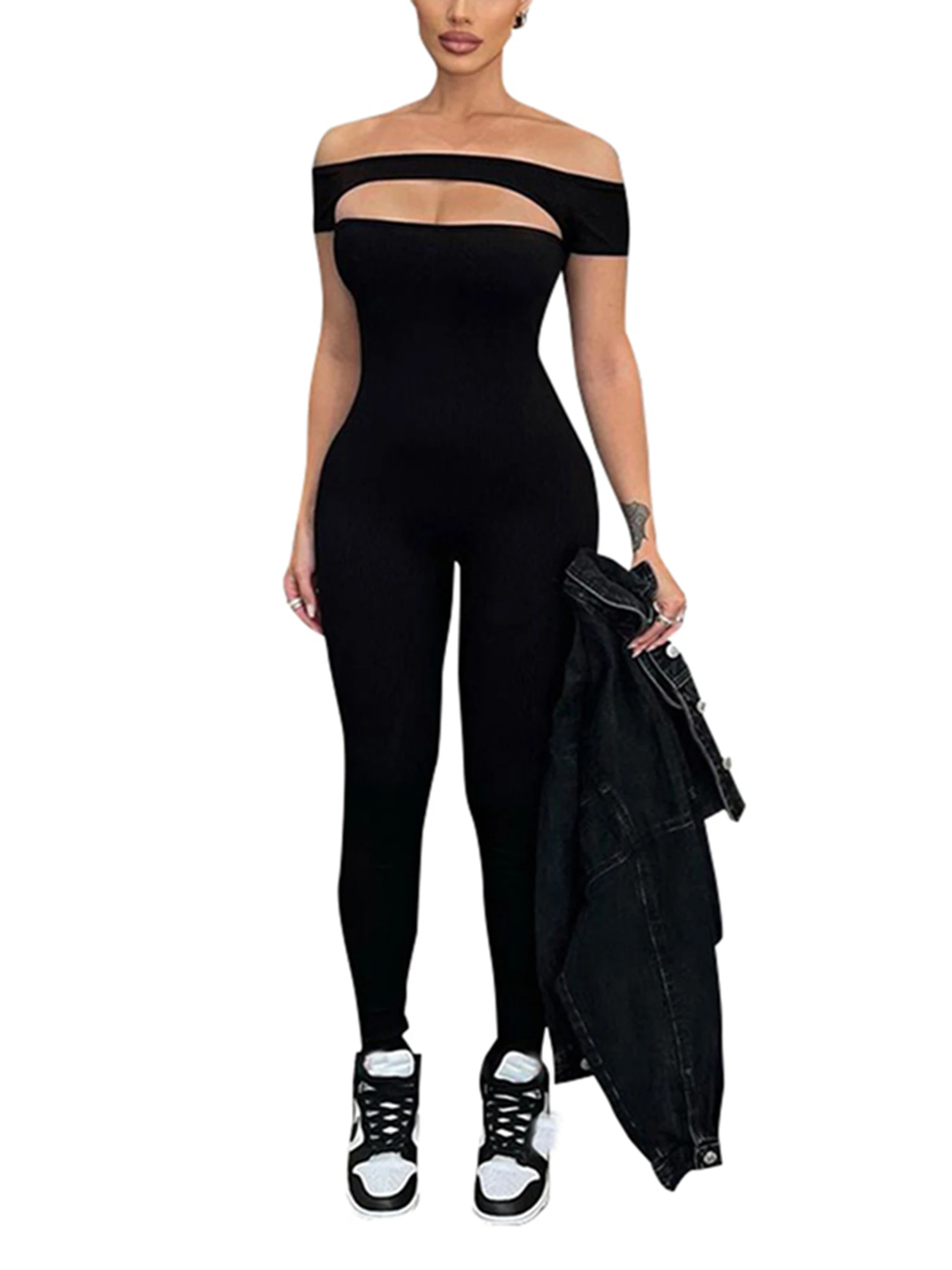 Dames Elegante Kanten Holle Jumpsuit Bandeau Uitgesneden Front Y 2K Romper Slim Fit Avondkleding Lange Streetstyle