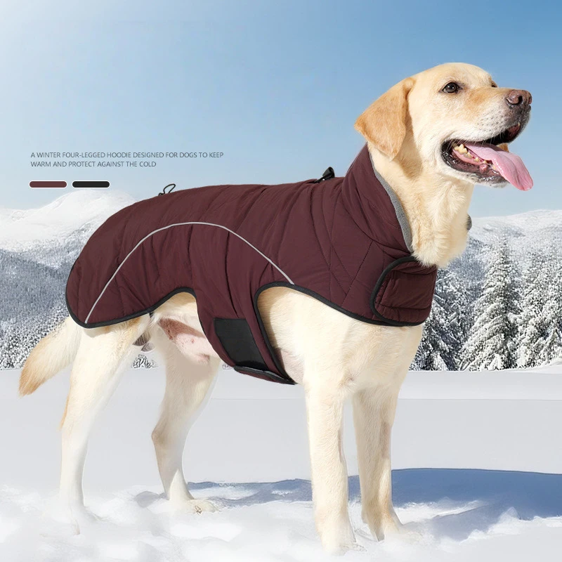 

Winter Pet Clothes Double-layer Warm Thicken Waterproof Dog Jacket For Medium Large Dogs Greyhound Bulldog Cotton-padded Coat