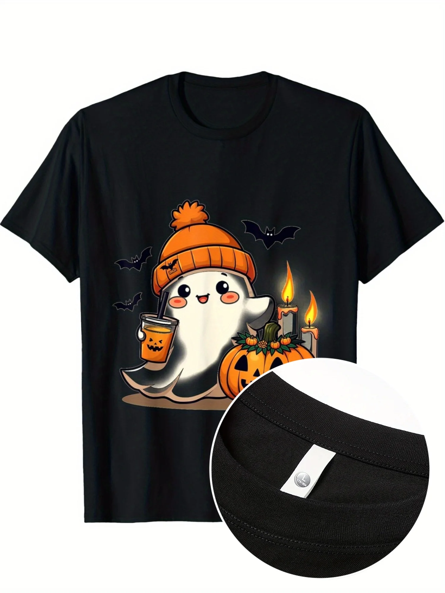 

Charming Ghost Halloween T-Shirt for Men - Coffee Lover's Design