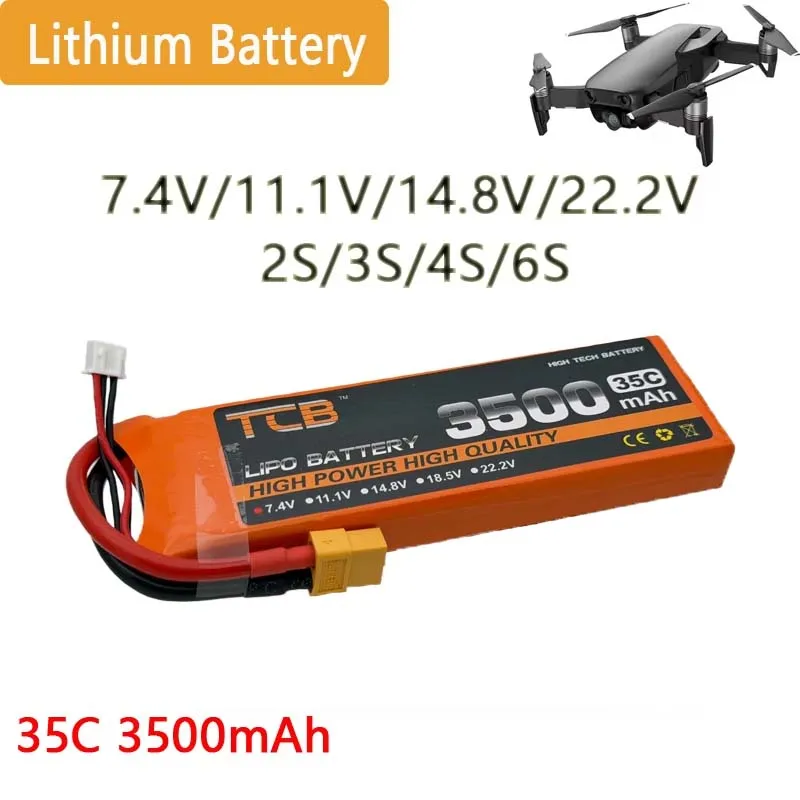 

Lithium Battery Pack for Fixed-Wing Drones FPV Drones Off-Road Toy Cars - 7.4V/11.1V/14.8V/22.2V 35C 3500mAh 2S/3S/4S/6S