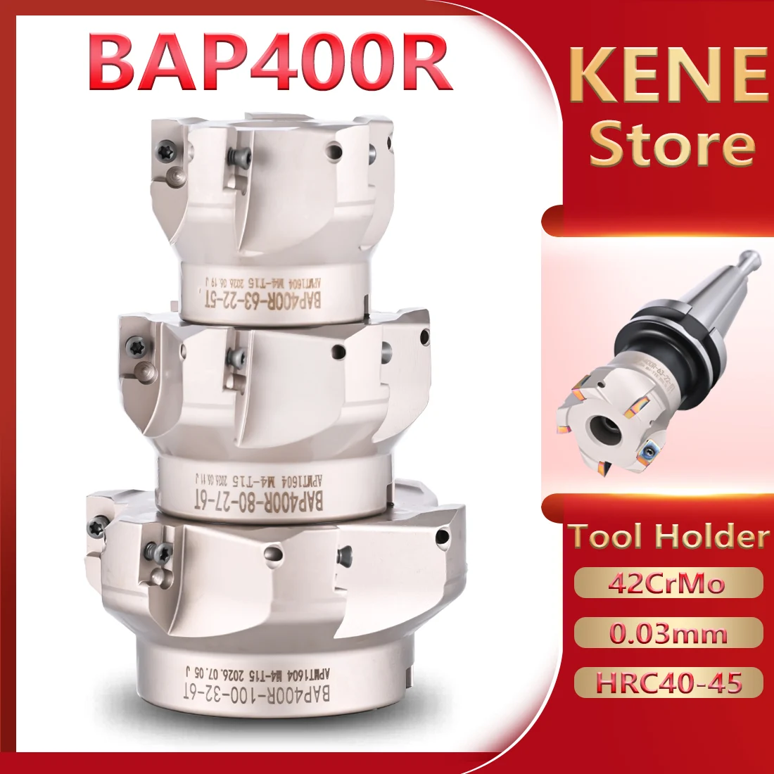 KENE 400R BAP400R Face Milling cutter head for  BT30 BT40 BT50 FMB FMB16 FMB22 FMB27 FMB32 FMB40 Tool Holder APMT1604 Insert