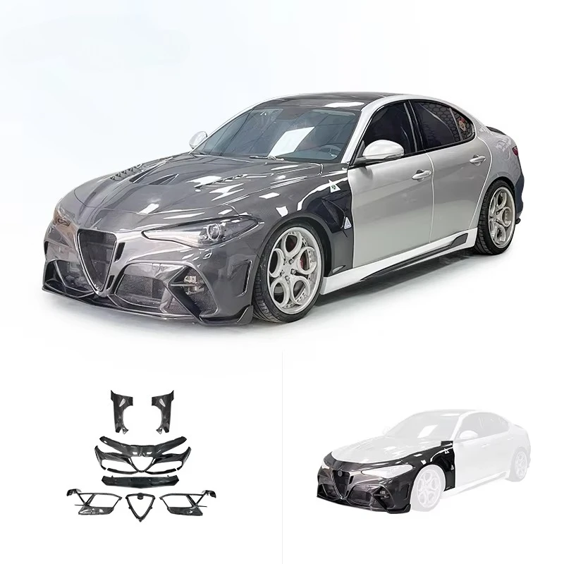 Car Modification Wide Body Style Carbon Fiber Front Bumper Fender Suitable for Alfa Romeo Giulia Body Kit Upgrade