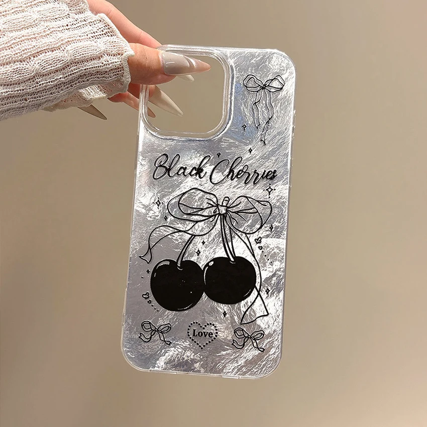 깃털 질감 폰 케이스 (아이폰 16, 15, 14, 13 Pro, 12, 11 Max Plus, 16Pro용) 체리 페인팅 폰 케이스, 맞춤형 15Promax 커버