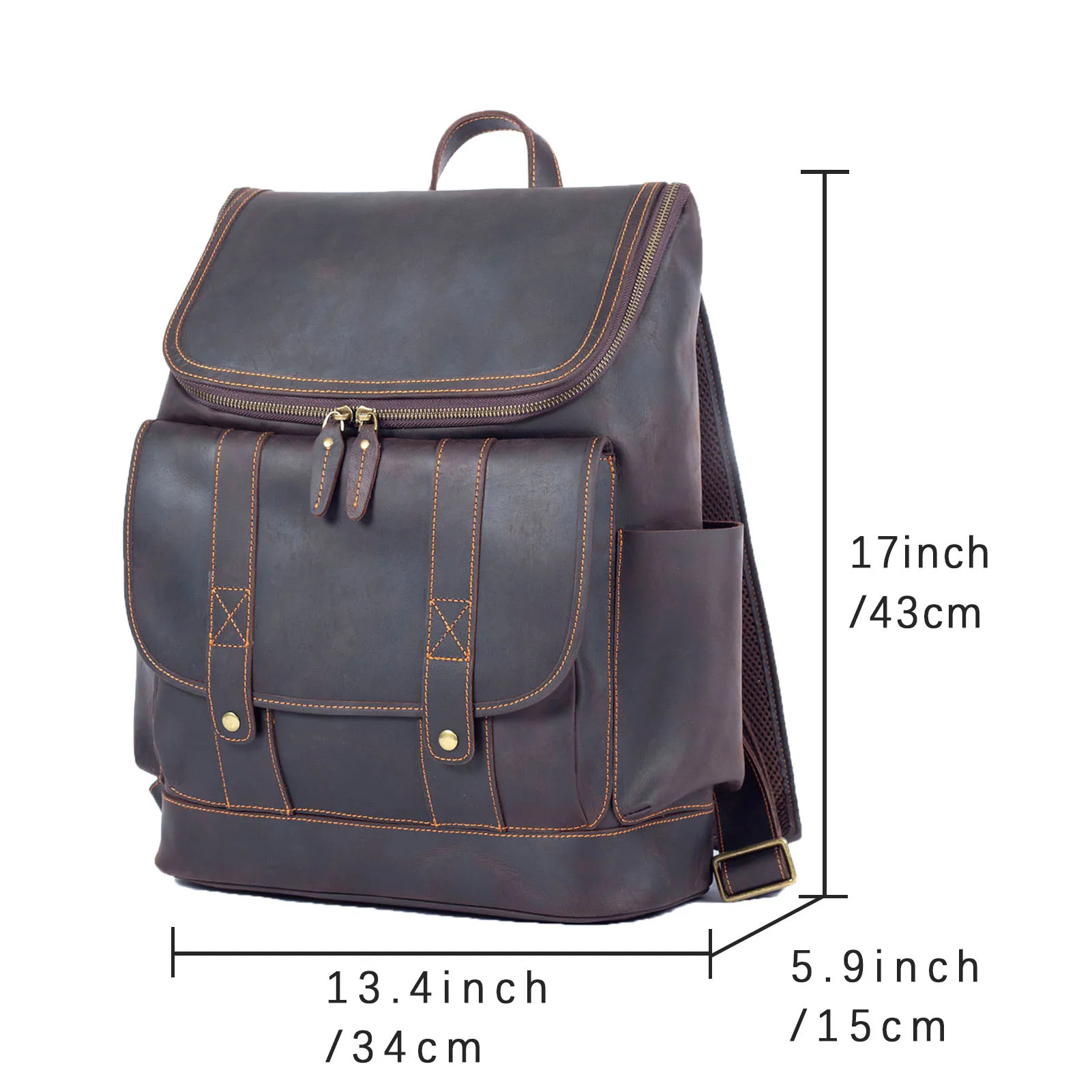 Vintage Echtleder Herrenrucksack Große Kapazität Top-Grain Leder Laptop-Umhängetasche Crazy Horse Tasche Mode für Männer – Detail 3