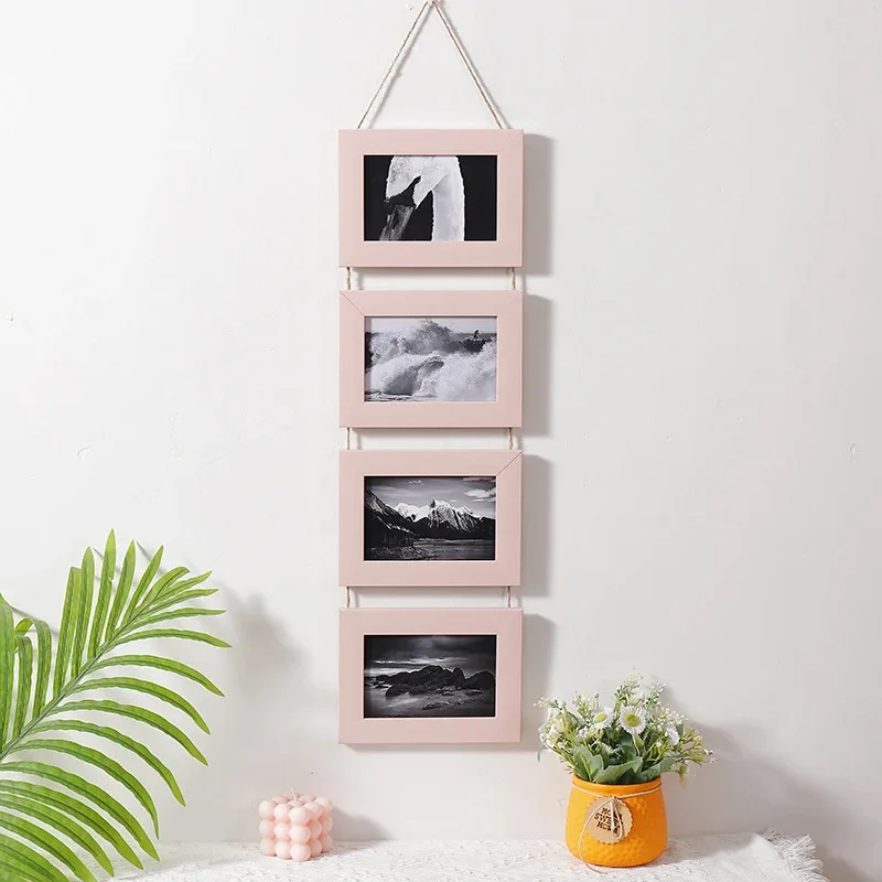 New 6 Inch Wall Hanging Picture Frames Decorative Wood Grain Wall-mounted Photo Frame Painting Frame Wall Decoration