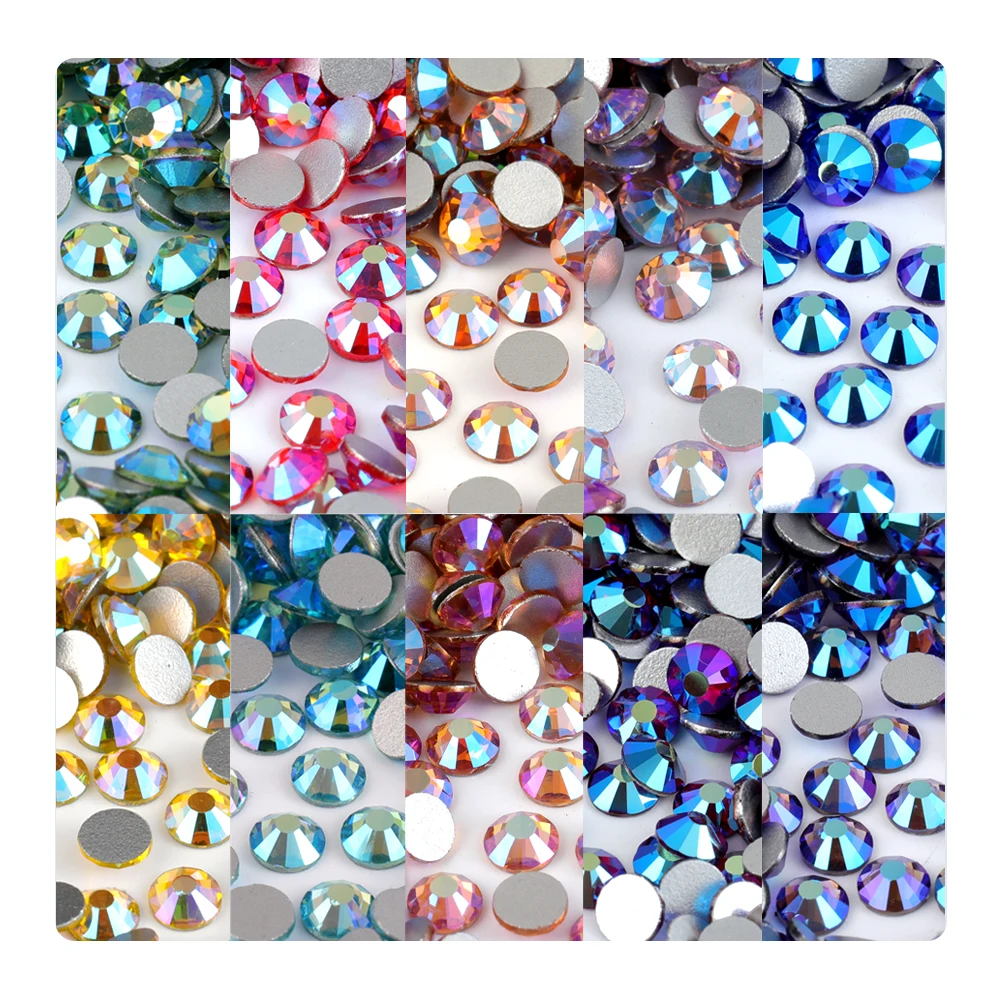 Yongning Multi Kleuren Ab Ss6-30 Quanlity Glas Steentjes Crystal Glitter Non Hotfix Flatback Nail Art Diy Decoraties Ambacht