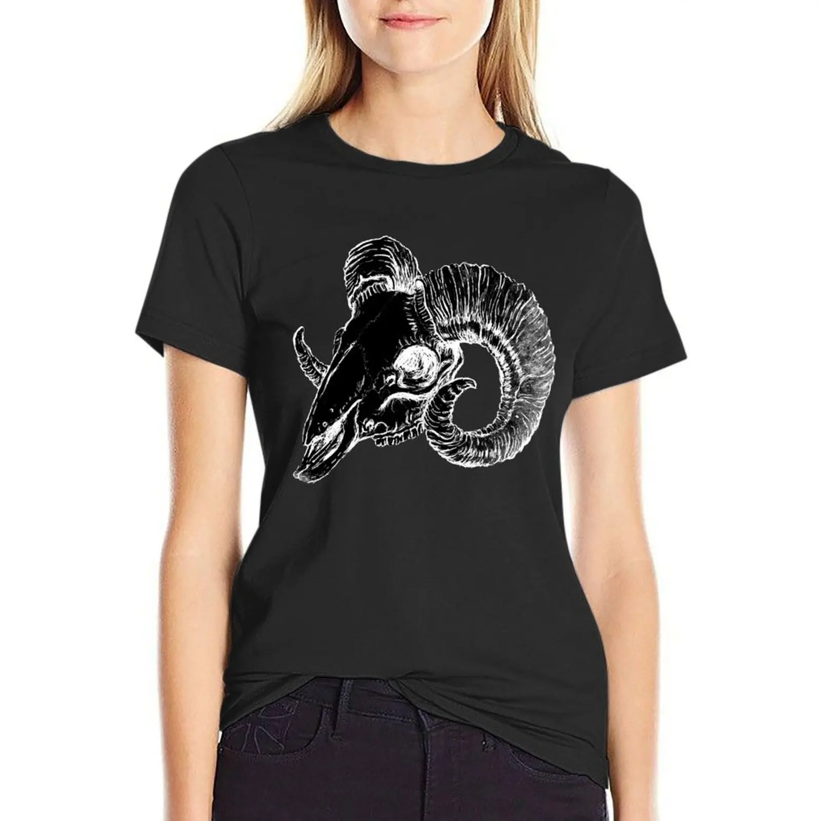 

Ram Skull T-Shirt new edition Blouse customs Woman clothing