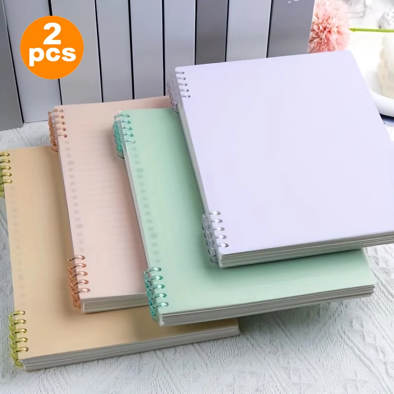 2-Piece Morandi Color Loose-Leaf Notebook Set, 120-Page Loose-Leaf Notepad, for School, Meeting Notes, Birthday/Study/Christmas Gifts, School Stationery Supplies (Pink, Purple, Yellow, Green)