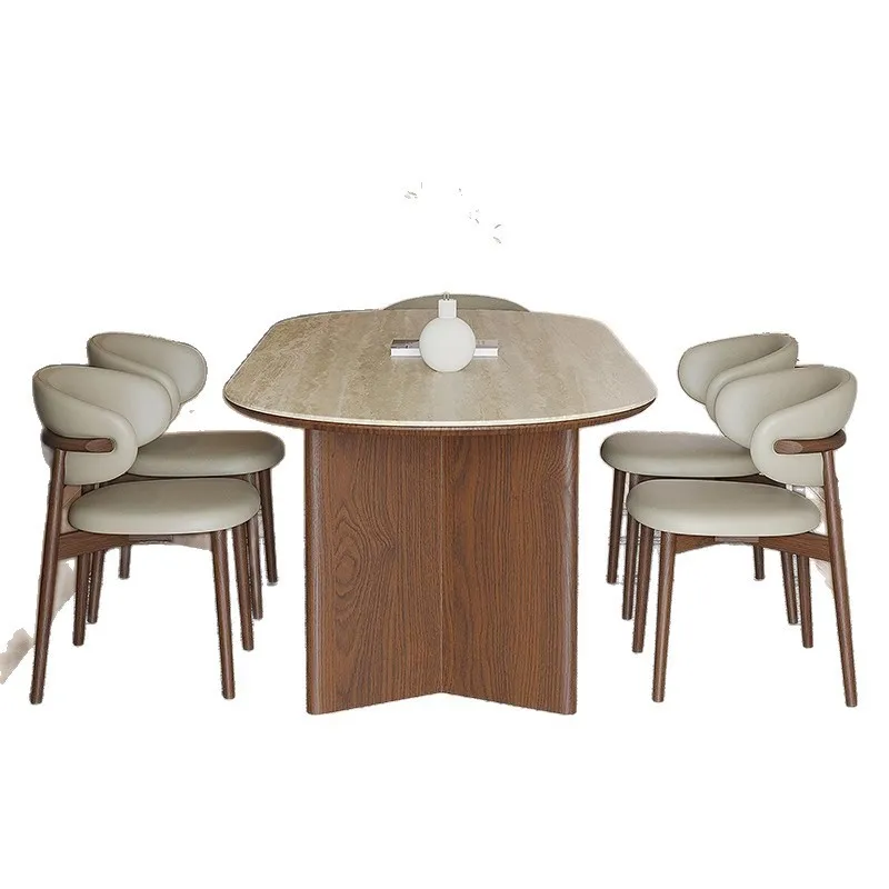 Picture 4: Mid-century luxury modern oval solid wood dining table and chair set