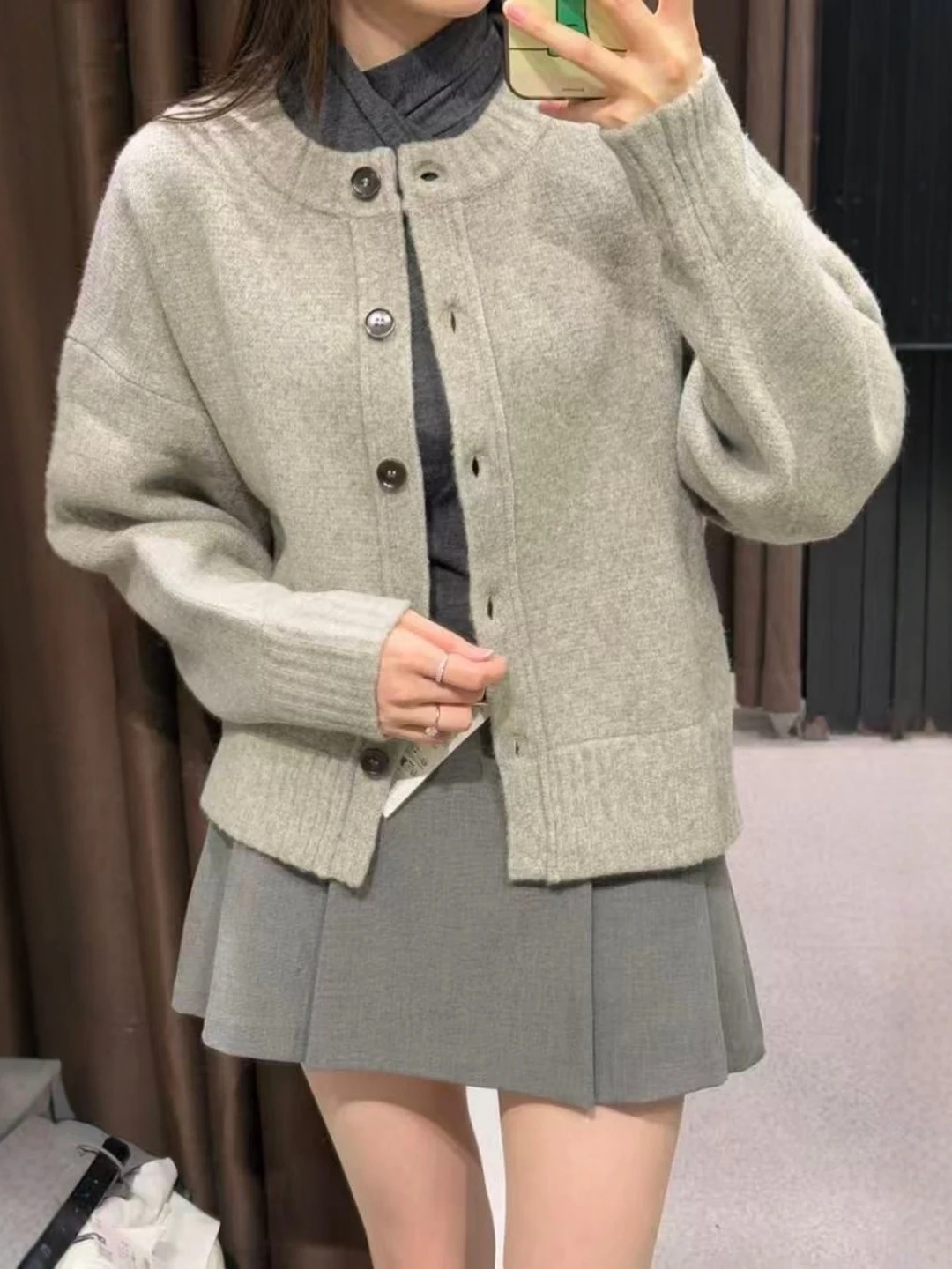 

Мягкий жемчужный повседневный вязаный кардиган, женский осенне-зимний длинный све, круглое пальто Ne, удобная верхняя одежда на пуговицах