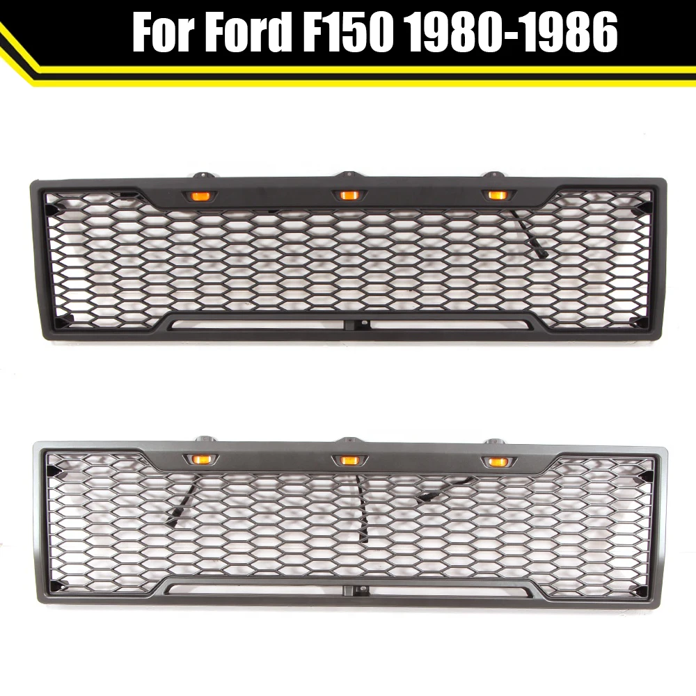 

Auto Accessories Modified Front Hood Bumper Grille Conversion With LED Grille For Ford F150 1980-1986 Raptor Style Racing Grills