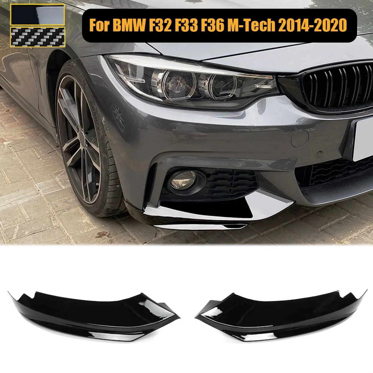 For BMW F32 F33 F36 4 Series 2014 - 2020 M-Sport M-Tech Front Bumper Canards Splitter Side Spoiler Cover Trim Car Accessories