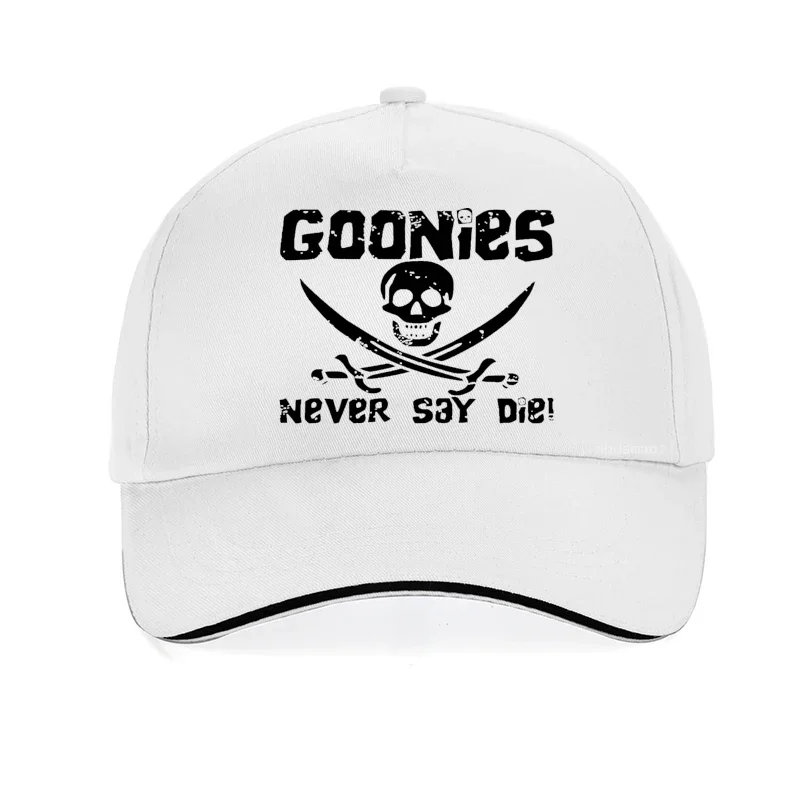 Never Say Die Goonies Flag Jolly Roger Print Baseball Cap The Goonies Never Say Die Astoria Oregon Flag hat bone