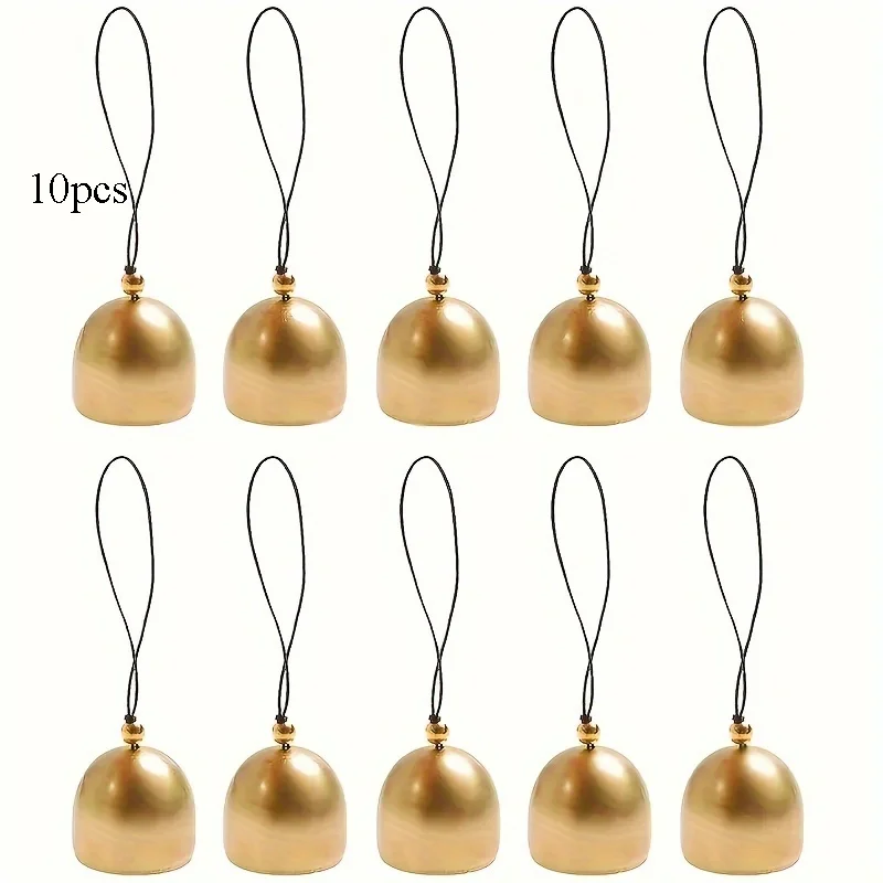 10 قطع من أجراس معدنية عتيقة - ديكور رنين الرياح وحلقة تدريب الحيوانات الأليفة | زخرفة عيد الميلاد/المهرجانات الحنين #3