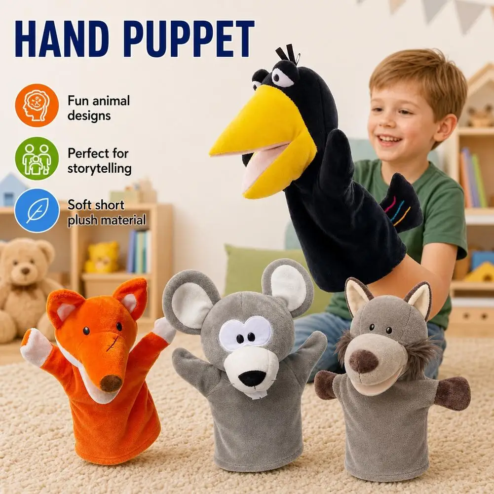 1 Pc Kids Plush Finger & Hand Puppet Popular Activity Boy Girl Role Play Bedtime Story Props 3D Animal Decompressing Toy Doll ﻿