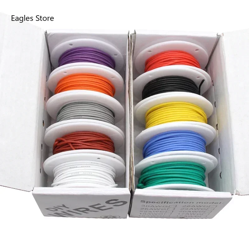 

5 Colors AWG 22 Heat Resistant Flexible Silicone Wire Stranded Electrical Tinned Copper Cable Automotive DIY 5Rolls Mix Kit