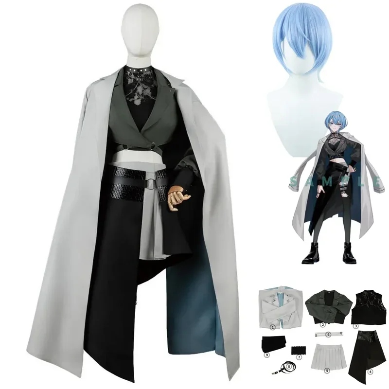

FC6Virtual YouTuber Hosimati Suisei Cosplay Costume VTuber Suisui Wig Long Trench Coat Cloak Uniform Skirt Woman Sexy Carni@FC8！