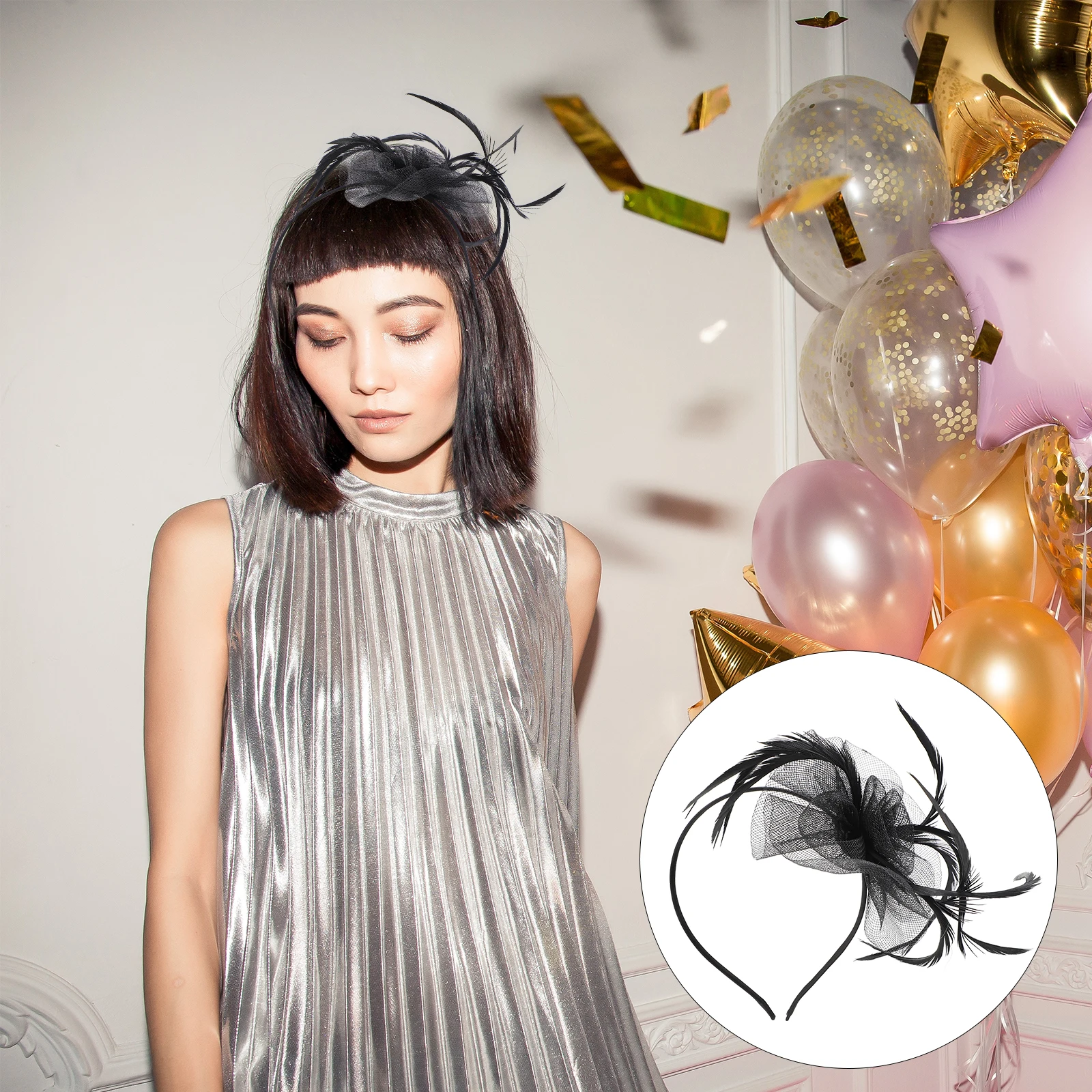 

1pc Bride Mesh Gauze Headband Wedding Dance Party Accessory Decorative Elegant Hair Hoop Costume Ball Proposal Function