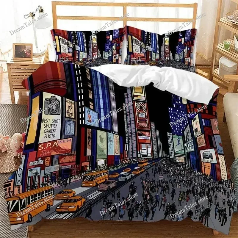 Graffiti Duvet Cover Hip Hop Street Culture Print Bedding Set Microfiber Colorful Overlapping Blocky Letters Art Comforter Cover