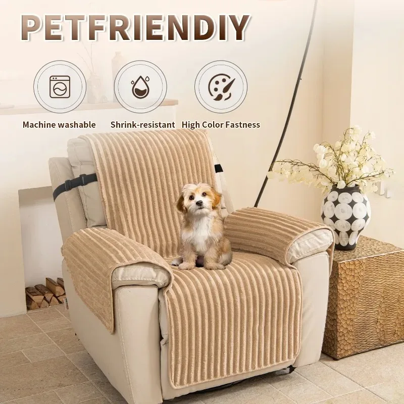 Waterproof Striped Recliner Chair Cover Non Slip Pet Friendly Sofa Slipcover Anti-scratch Washable for Single Recliner Sofa