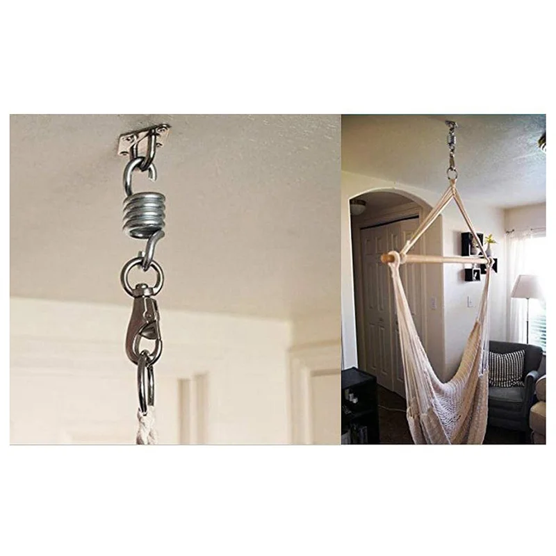 

T19C 4 шт., грузоподъемность 700 фунтов, кресло-гамак, пружинные сверхмощные подвесные крючки для качелей на крыльце, подвесные стулья-гамаки