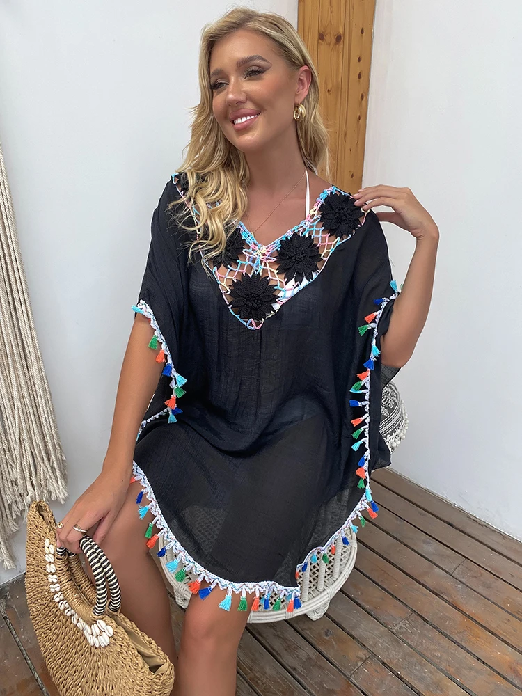 

Вязаная крючком накидка, блузка, шаль, пуловер, водорастворимый большой цветочный крючок, свободная солнцезащитная пляжная одежда, купальник