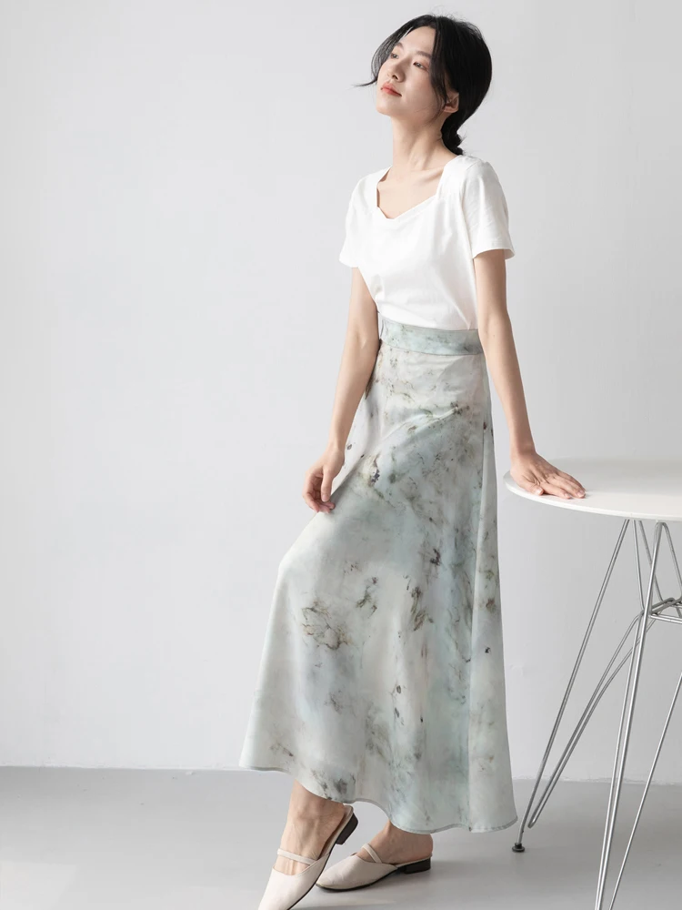 

Fashion Spring High Waist Printed Skirts Women Vintage A-Line Elegant Casual Korean Style Streetwear Long Skirts Faldas Mujer
