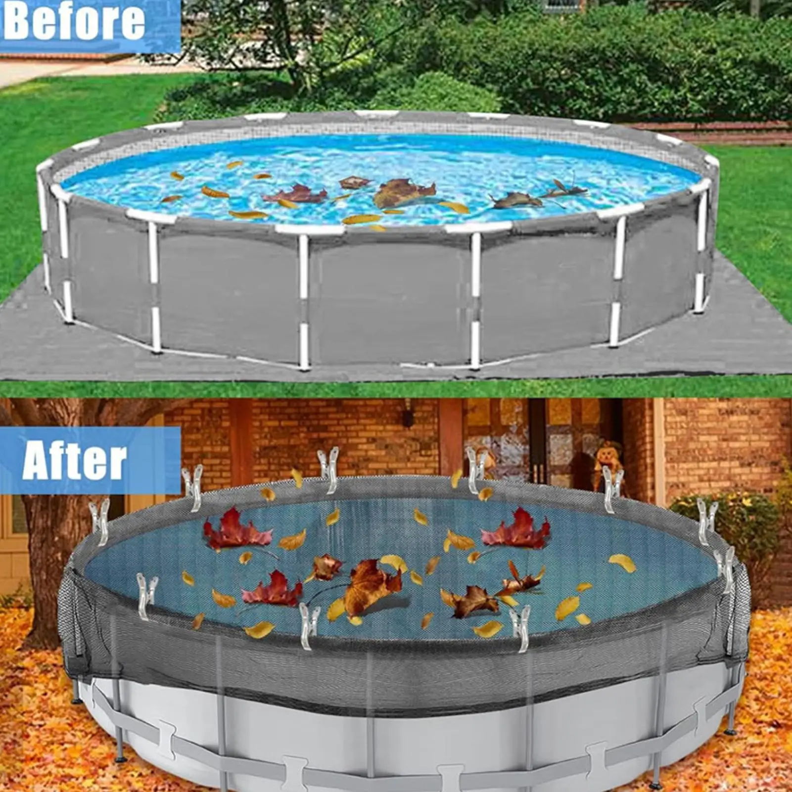 Cubierta de piscina, Protector de piscina de invierno, red redonda de protección solar con 12 Clips para empresas de jardín, administradores de propiedades