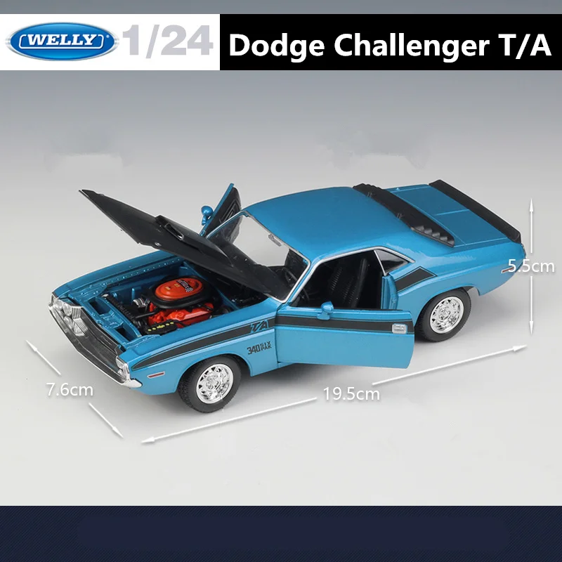 WELLY 1:24 1970 DODGE Challenger T/A Alloy Racing Car Model Diecast Metal Sports Car Vehicles Model Simulation Children Toy Gift