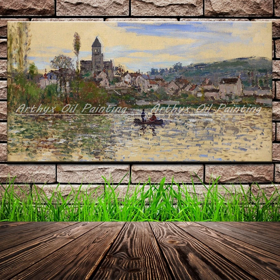 

Arthyx Hand Painted Reproduction Claude Monet Oil Paintings Modern Abstract Canvas,Building Wall Art,Picture For Home Decoration