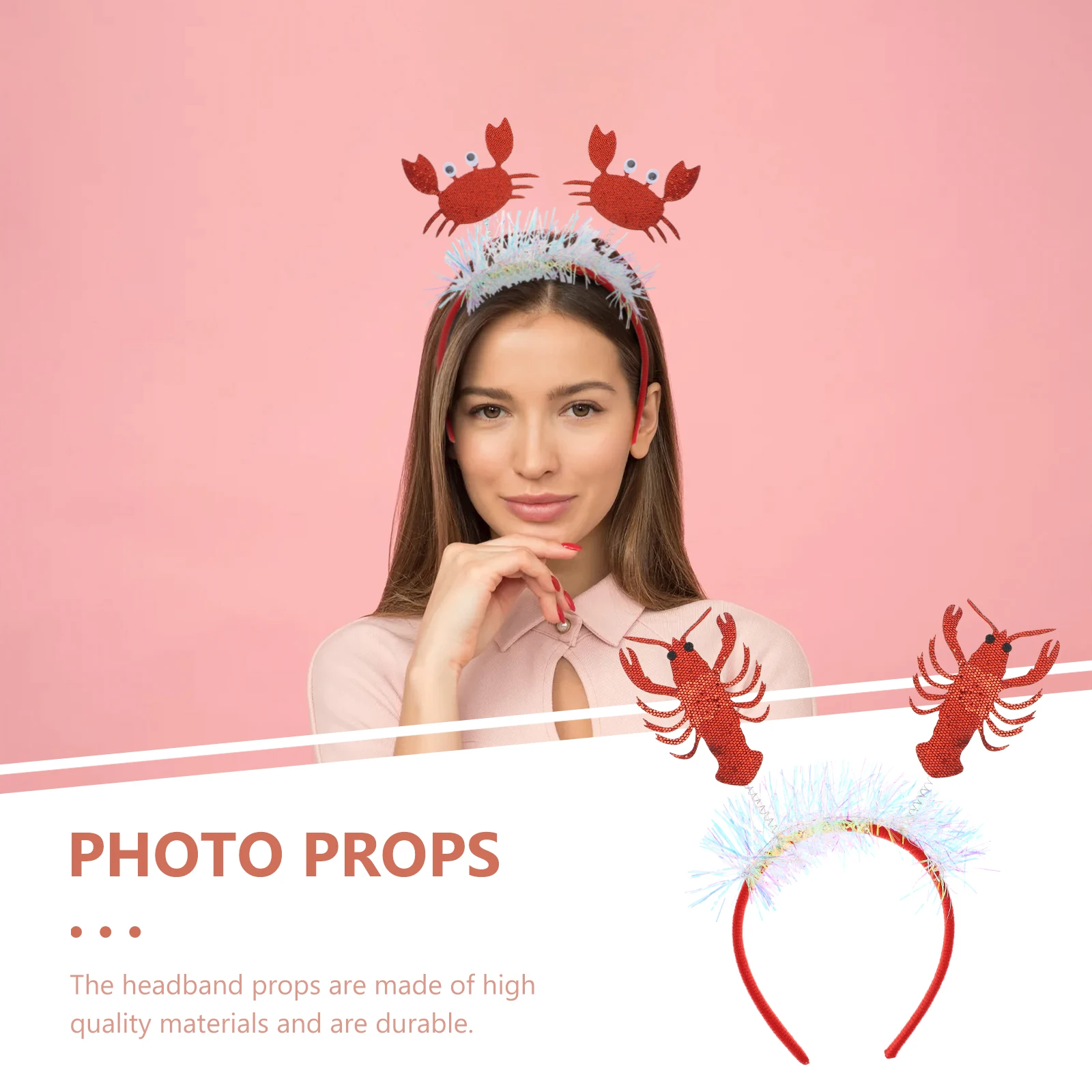 

2Pcs Marine Life Shaped Headbands Felt Cloth Lightweight s Adults Festival Party Carnival Costume Prop Lobster Crab Hair