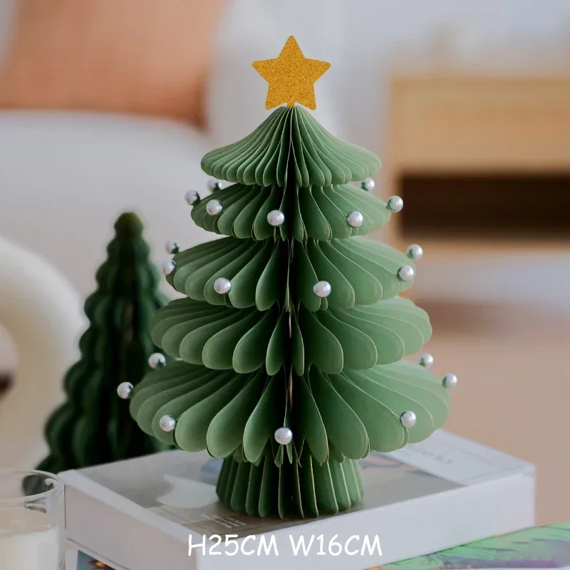 

2025 Mini Christmas Tree Small Ornaments Personalized Niche Design Environmentally Friendly Paper Christmas Tree Christmas Gift