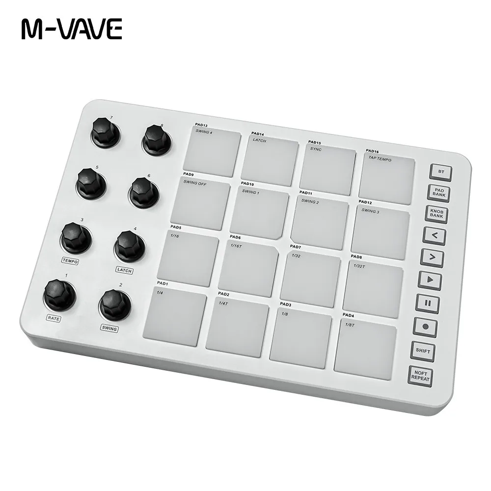 M-VAVE SMC-PAD LaunchPad  USB-C and portable design Wireless MIDI Controller with rechargeable battery and 16 RGB