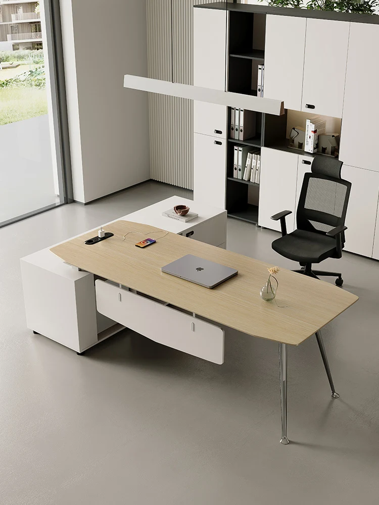 Simple modern manager desk supervisor desk white office desk chair combination