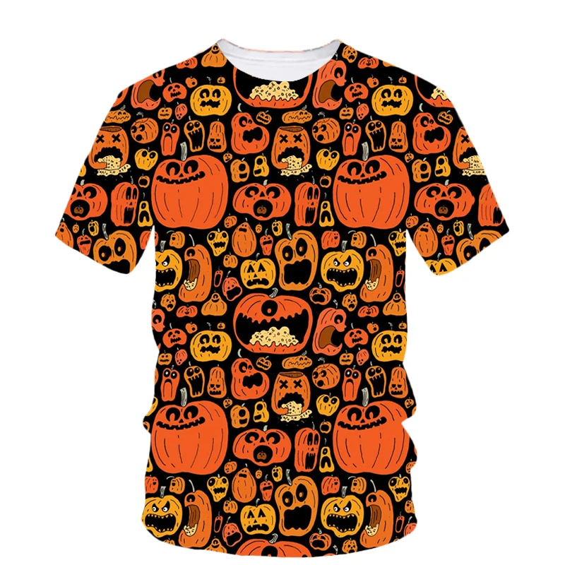 

New Halloween Pumpkin 3d Printed Short Sleeve T-Shirt Hip Hop Horror Men Kids Fun Neutral Quality Comfortable O Collar Clothing