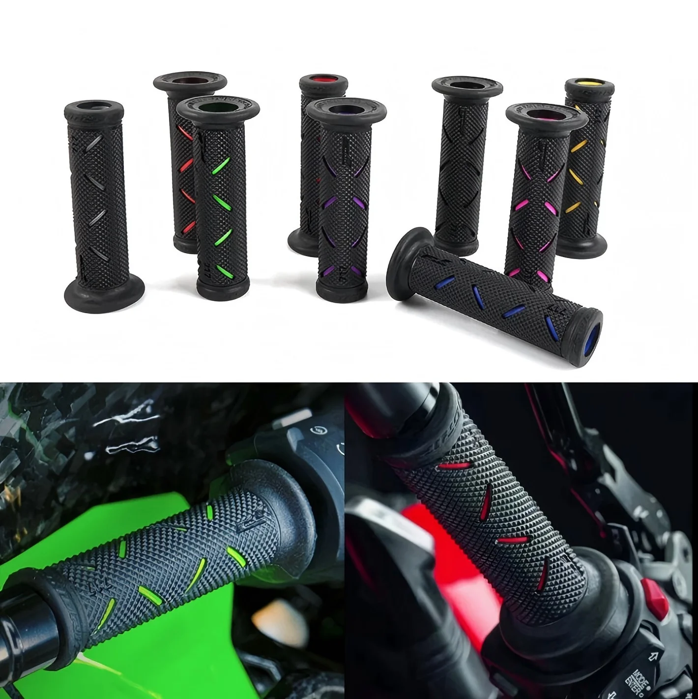 

For CFMOTO 150NK 250SR 450SR 650NK 800NK - MOTO-GP Style Non-Slip Motorcycle Handlebar Grips