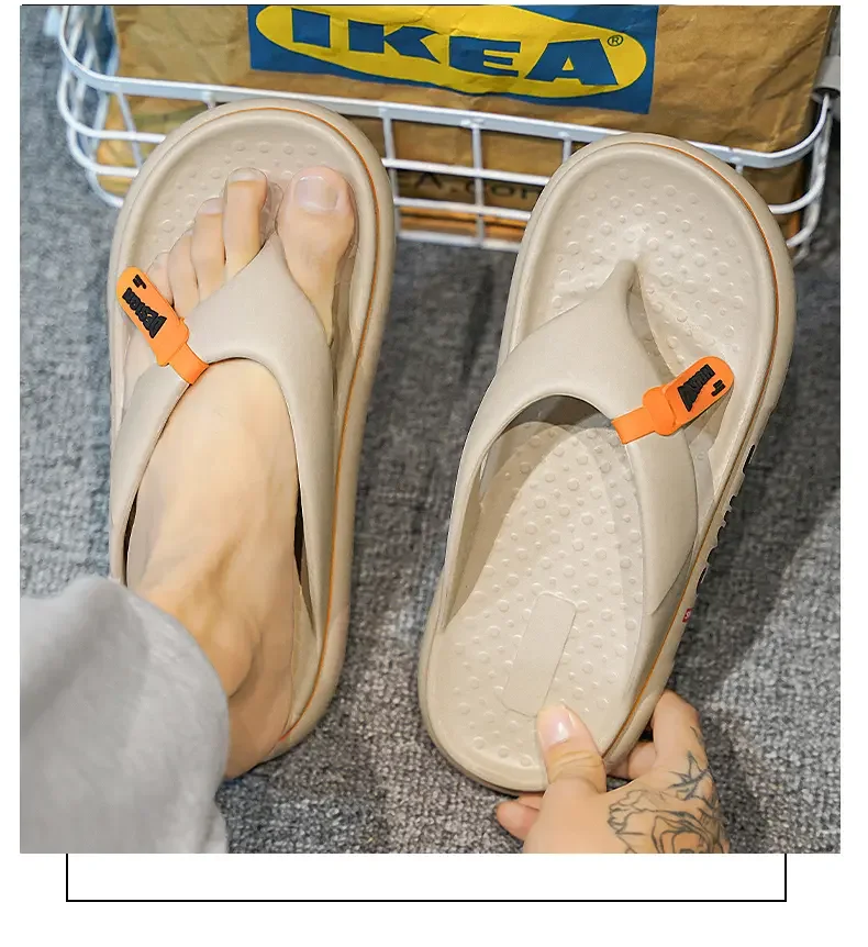 Chanclas de suela gruesa EVA para hombre, sandalias de Tanga para exterior e interior, zapatos para parejas, zapatillas cómodas de suela suave