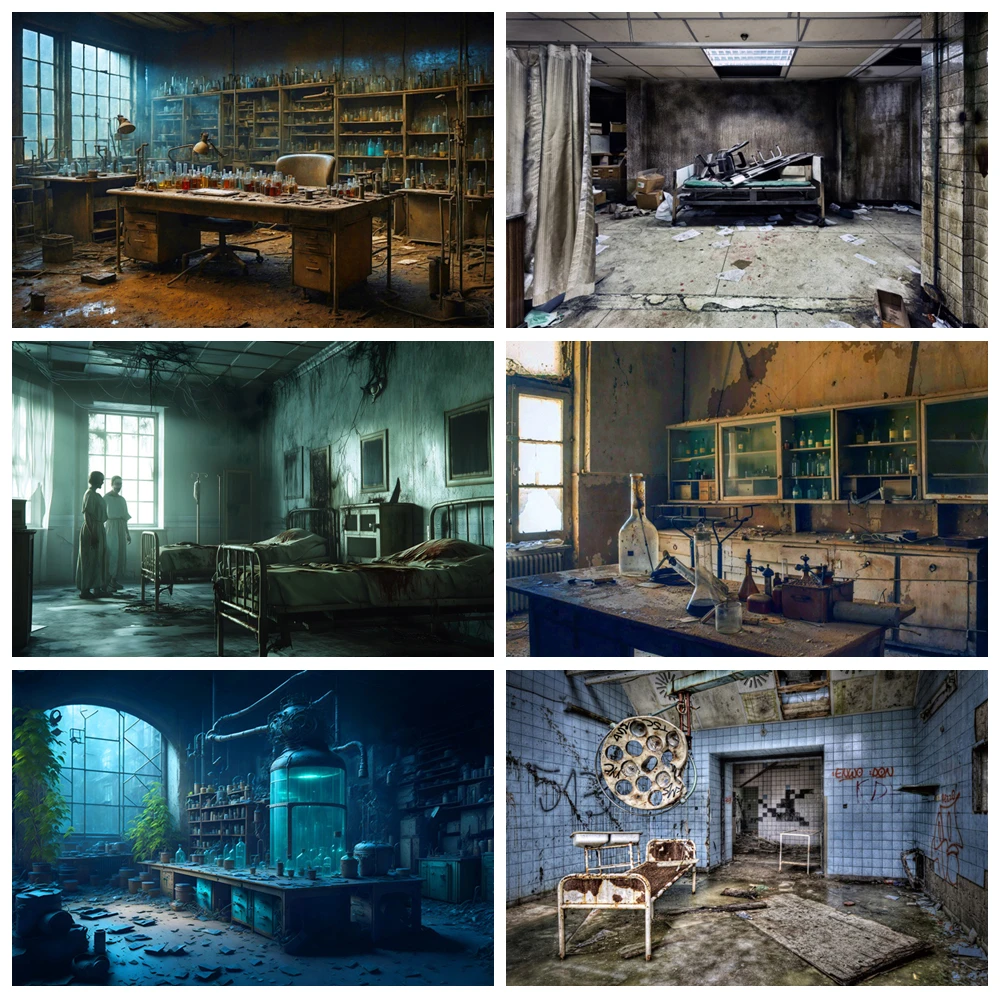 

Halloween Horror Hospital Backdrop Horror Bloody Haunted House Abandoned Lab Scary Halloween Party Photography Background Decor