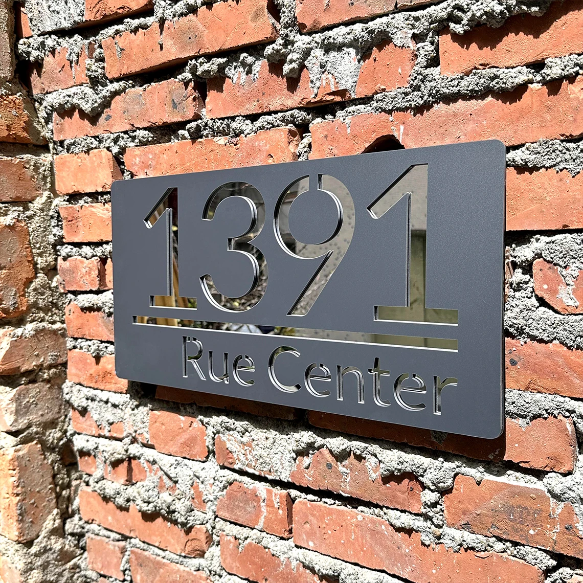 Personalised Modern House Number Sign Outdoor Street Family Name Plaque Laser Cutting 3D Acrylic House Sign Matte Grey