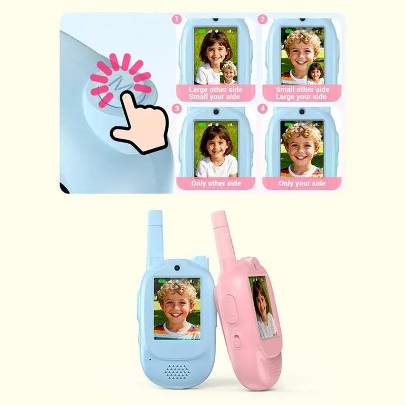 MACH-Video Walkie-talkies voor kinderen Handheld 2-pack kinderwalkies Talkies voor familiespellen Buiten kamp Verjaardagscadeaus