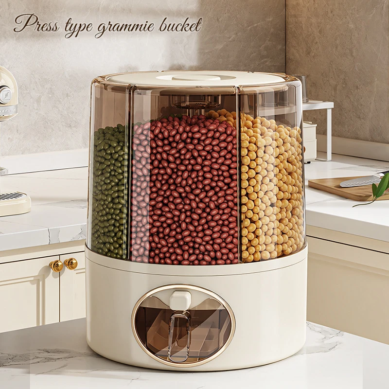 

Grain Storage Box Insect-proof Moisture-proof Rotatable Transparent Visual Loading Grain Rice Tank Storage Jar Household