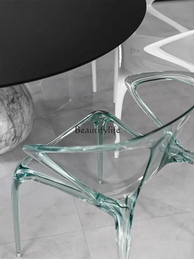 Nordic acrylic dining chair household with armrest transparent milk tea shop crystal chair leisure stool