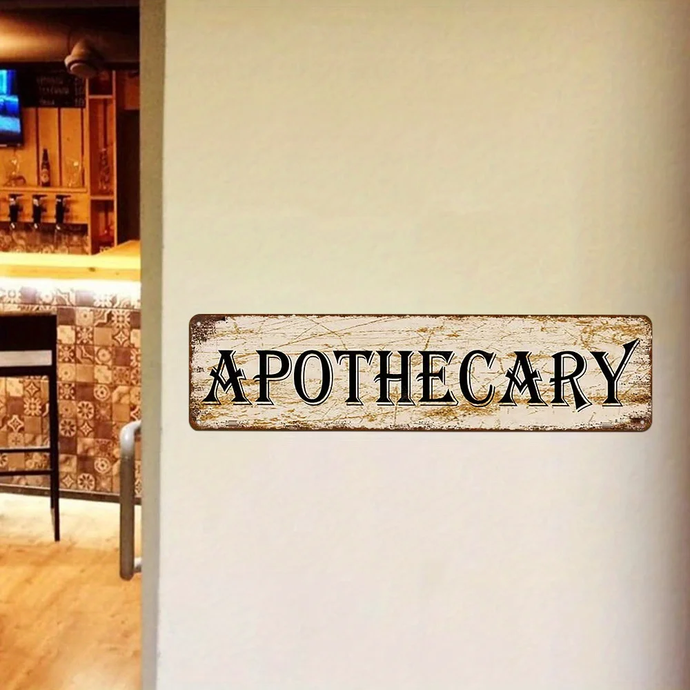 HD Tin Sign, Apothecary Vintage Retro Metal Wall Art, Rustic Pharmacy Home Decor Sign