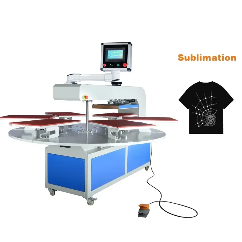 38x38 40*60cm Factory Price Automatic Pneumatic Sublimation Rotary Six Worktable Heat Press Machine for t Shirt