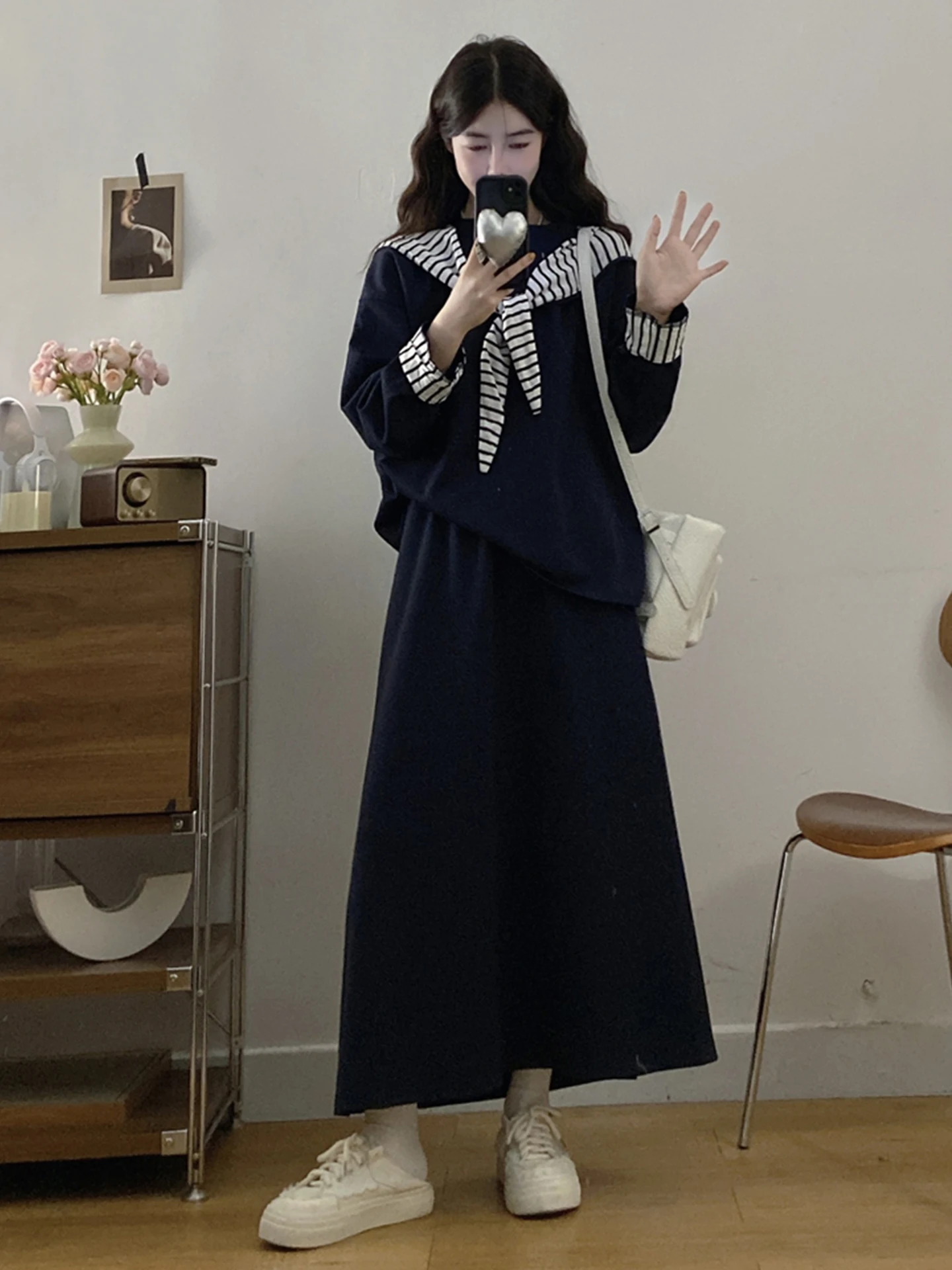 

2026 Spring Faion plus Size Striped oulder Wrap Color Blo Hoodie Skirt Set High Waist Warm Casual Outfit Two Piece Set