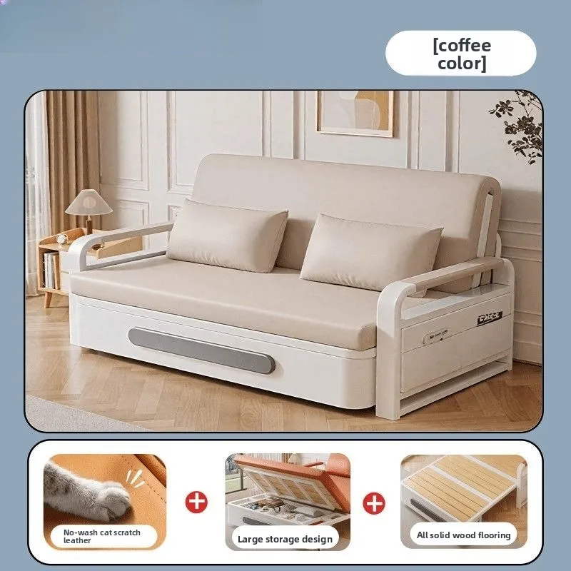 Foldable Dual Use Sofa Bed for Small Living Room And Balcony Multifunction Extendable Telescopic Pull-out Bed Space-Saving Furni
