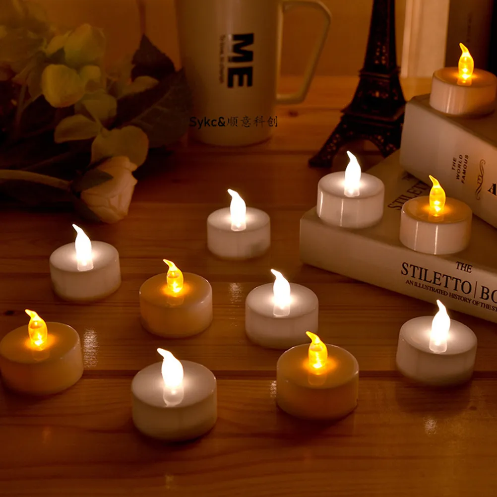 12Pcs LED Lights Flameless Tealights Reusable Battery Operated White Tea Light Candles for Table Centerpieces Birthday
