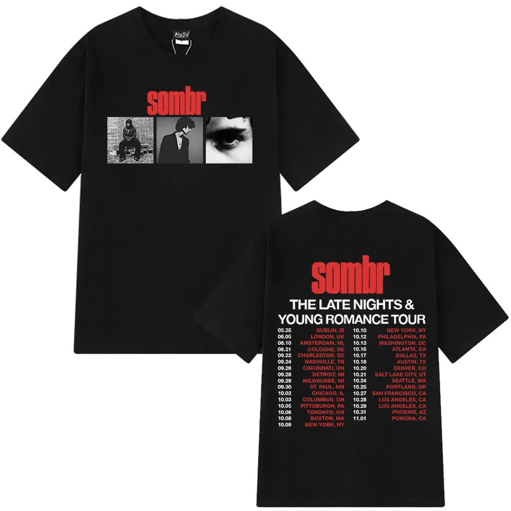 

Sombr The Late Nights & Young Romance Tour T-Shirt Women Men Casual Crewneck Short Sleeve Harajuku Hip-hop T-shirts Streetwear